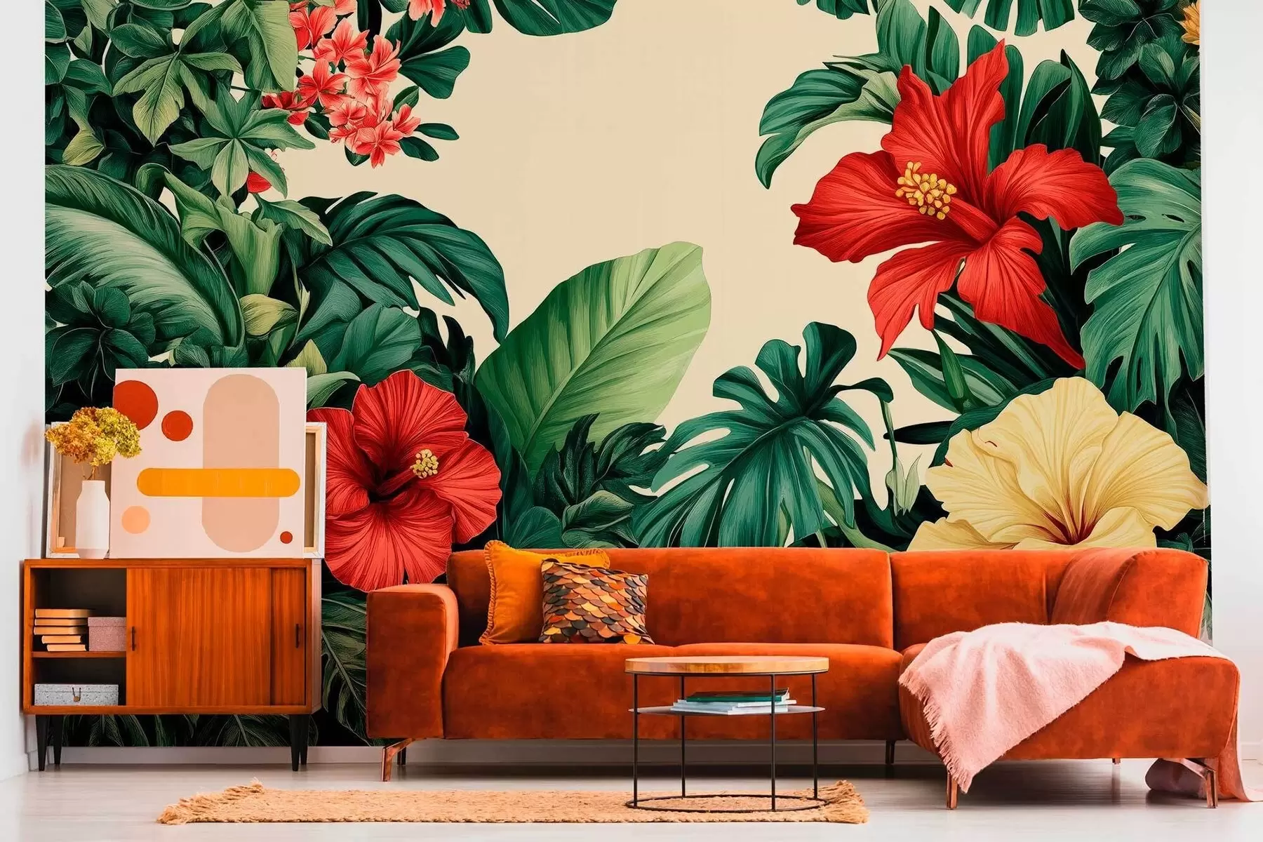 murais de parede Jardim tropical com flores w03021