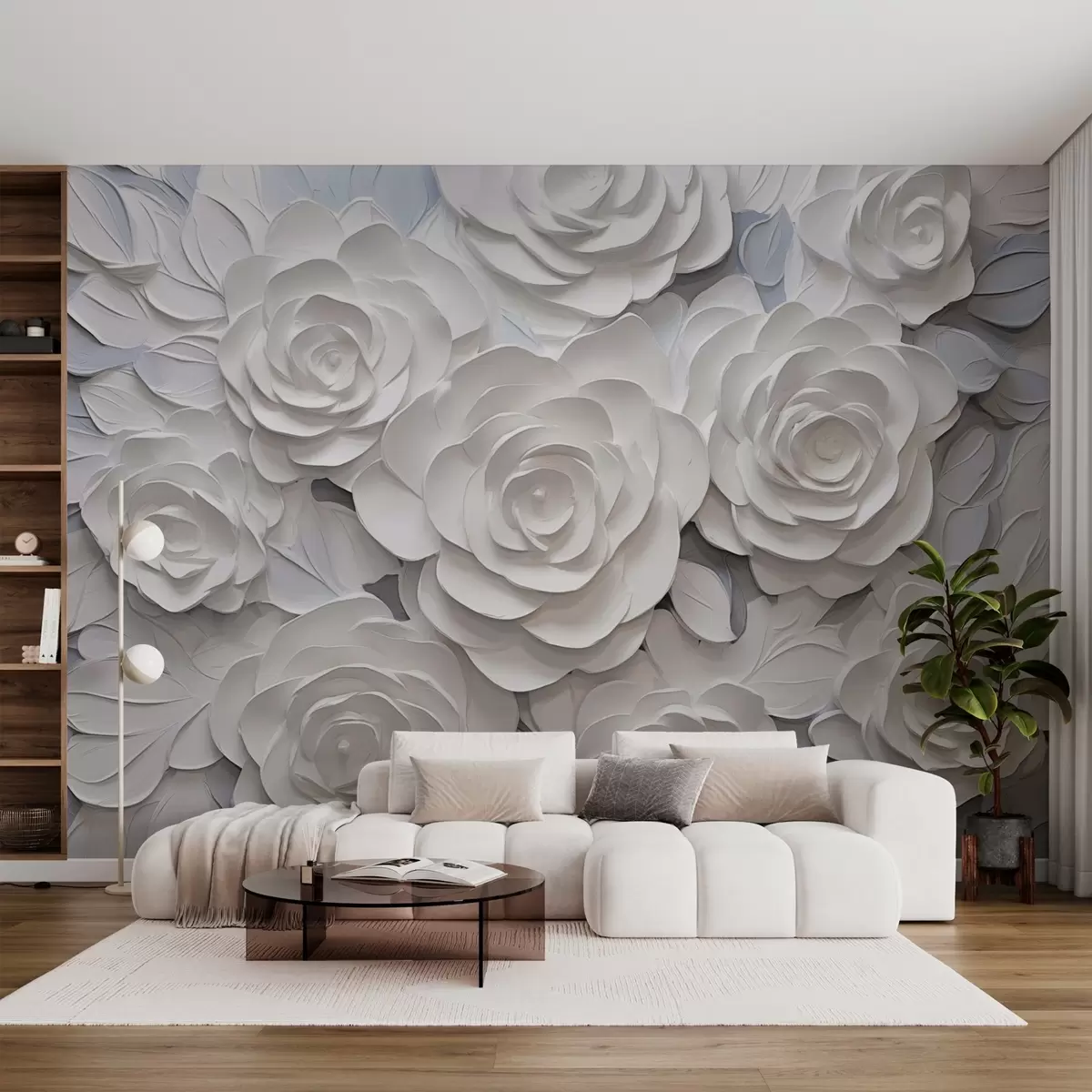 murais de parede Rosas abstratas brancas w03070