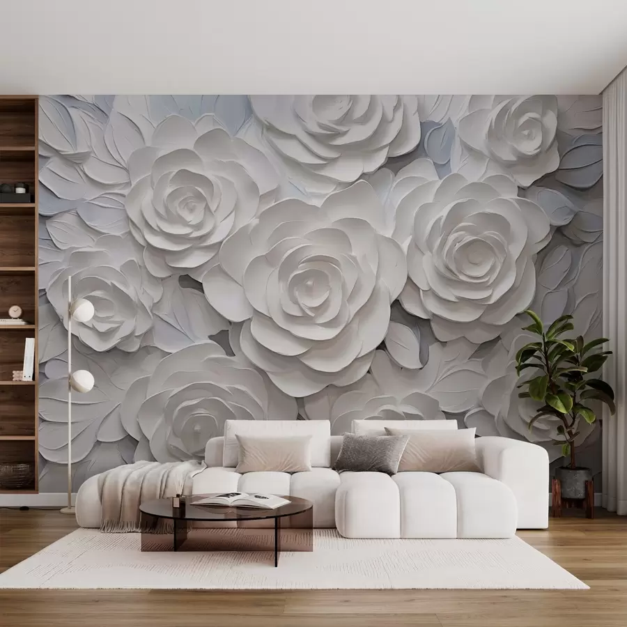 murais de parede Rosas abstratas brancas w03070