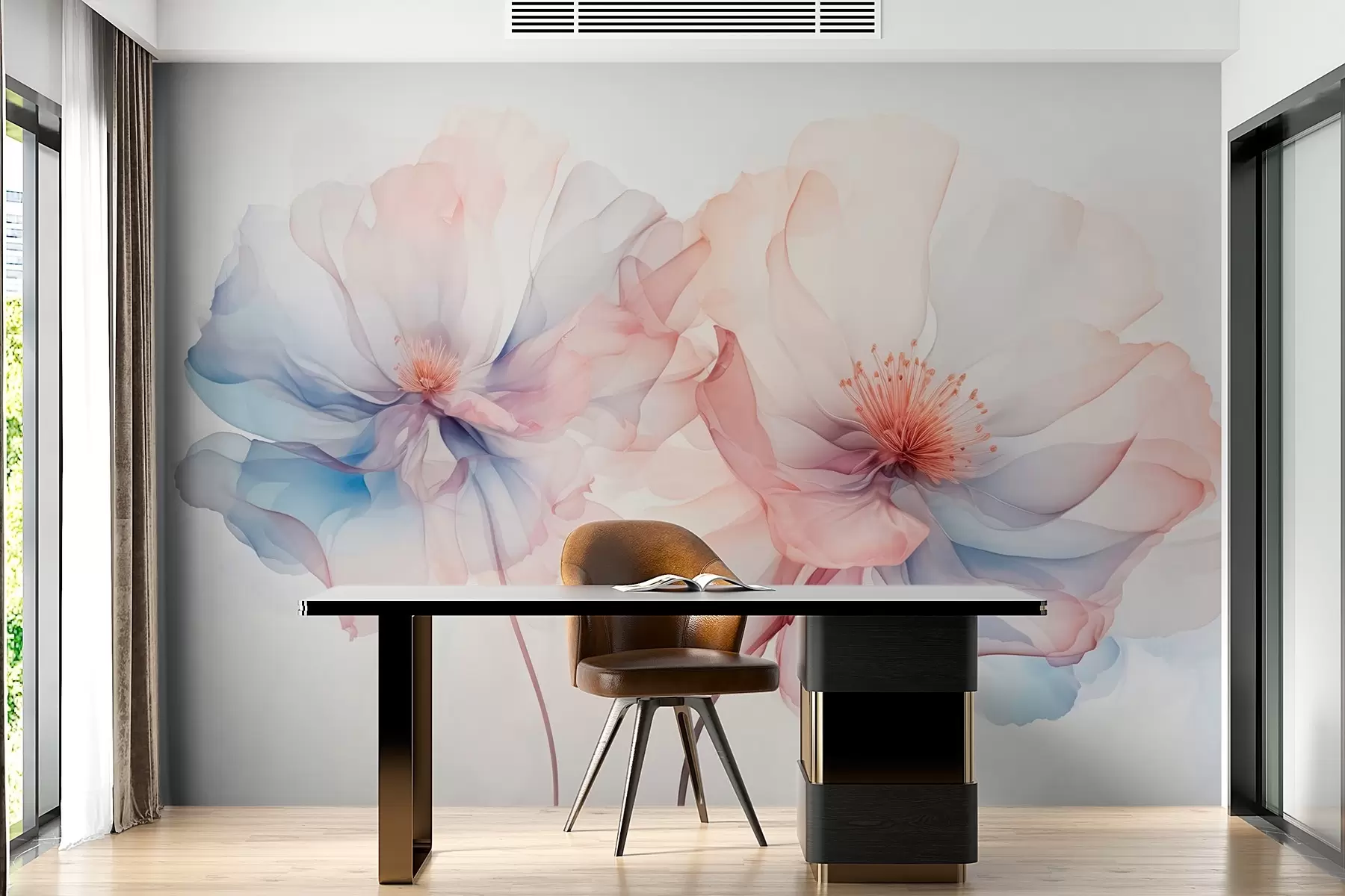 murais de parede Imitação de duas flores em aquarela w03071