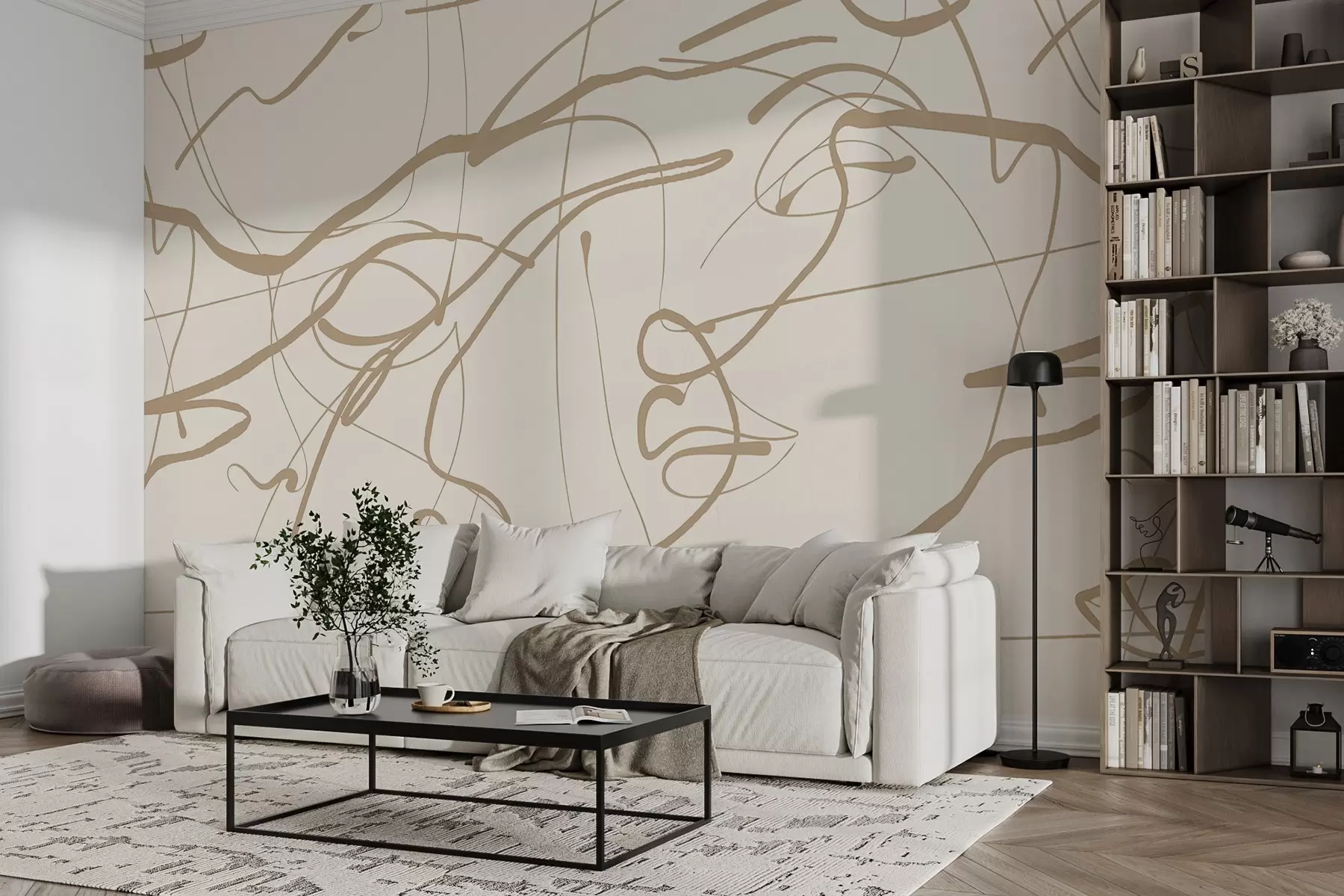 murais de parede Rostos desenhados com linha w08764