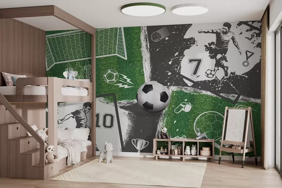 murais de parede Jogadores de futebol, bola e campo w03121