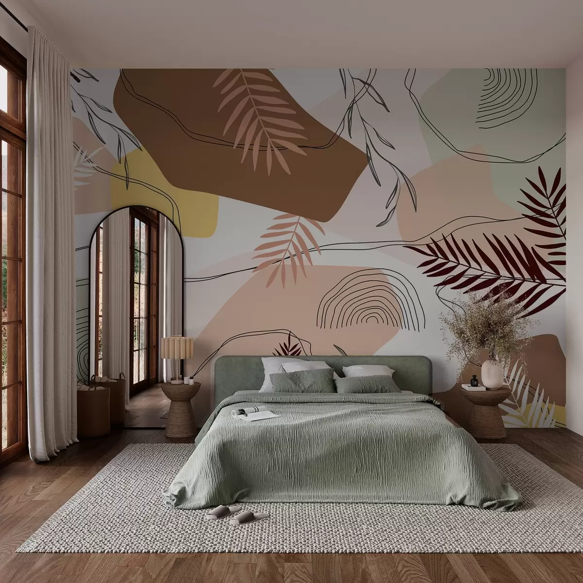 murais de parede Desenho botânico abstrato w03092