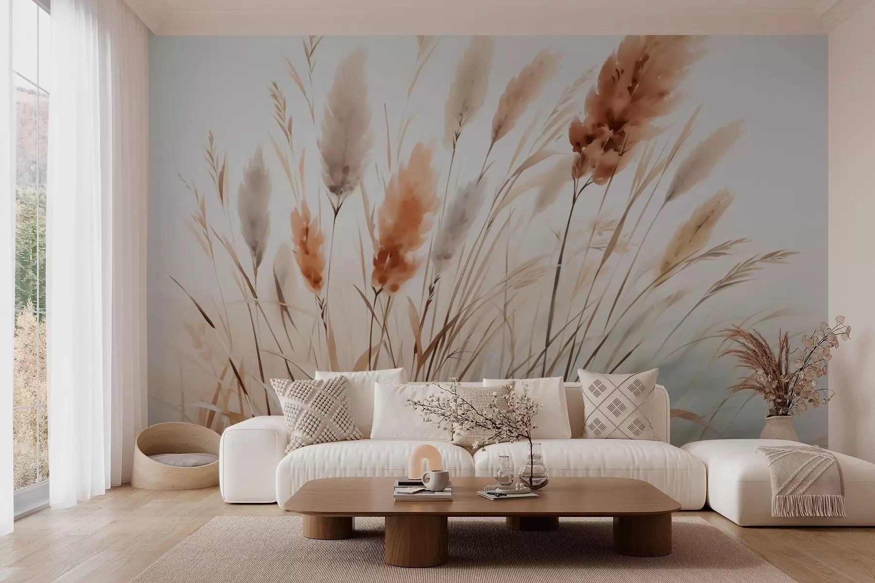 murais de parede Imitação de aquarela com ervas secas w03179