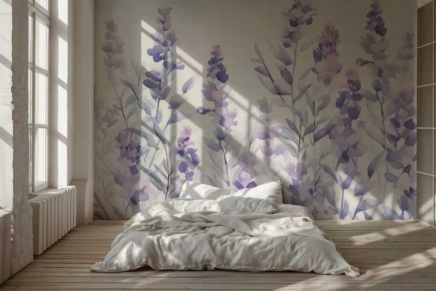 murais de parede Aquarela de imitação de lavanda w03186
