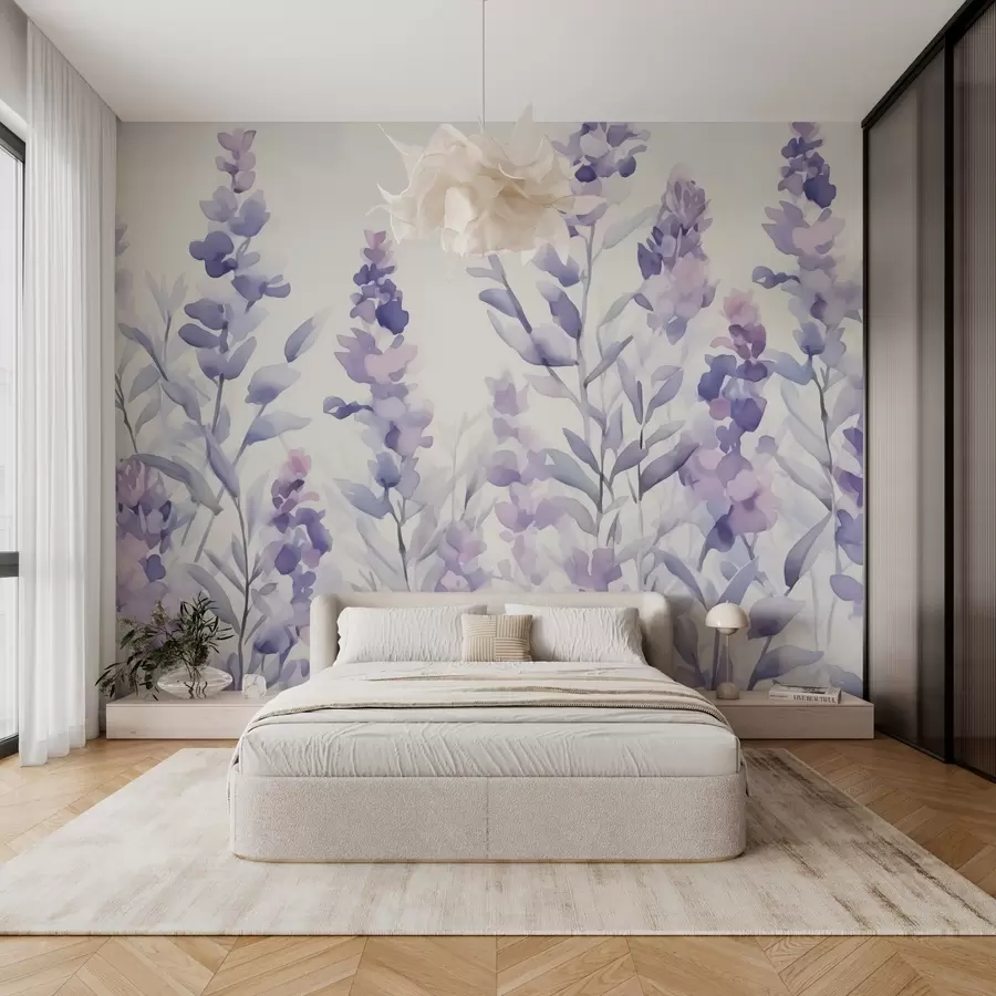 murais de parede Aquarela de imitação de lavanda w03186