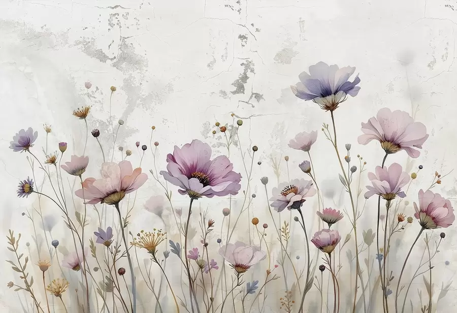 murais de parede Flores em aquarela no estilo grunge w03192