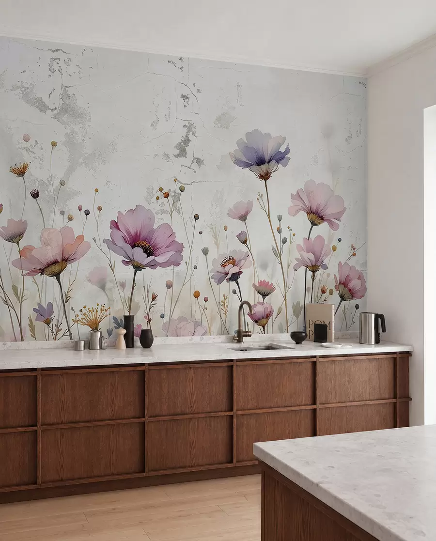 murais de parede Flores em aquarela no estilo grunge w03192