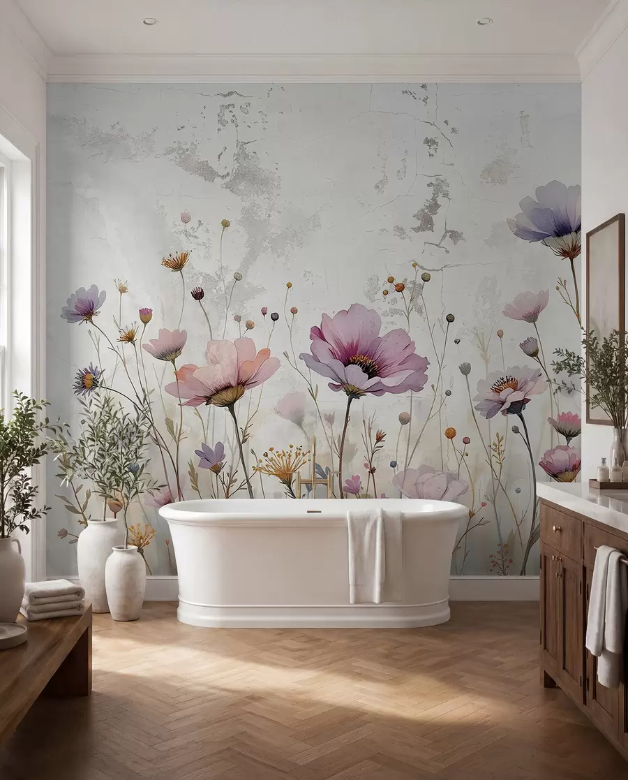 murais de parede Flores em aquarela no estilo grunge w03192