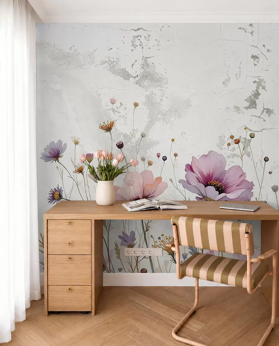 murais de parede Flores em aquarela no estilo grunge w03192