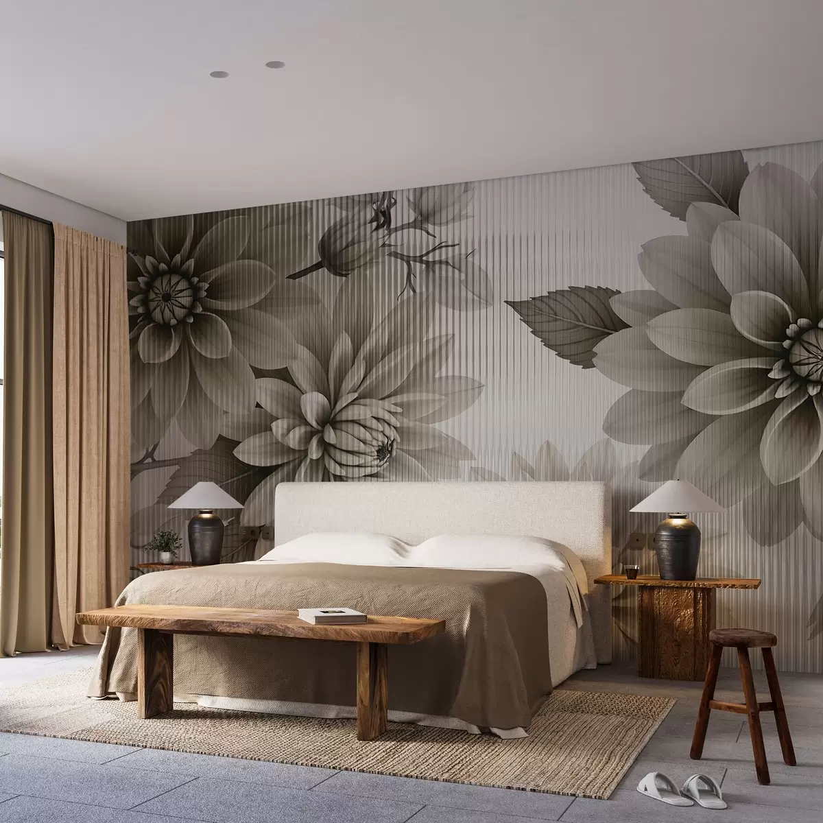 murais de parede Flores grandes atrás de um vidro w03197v1