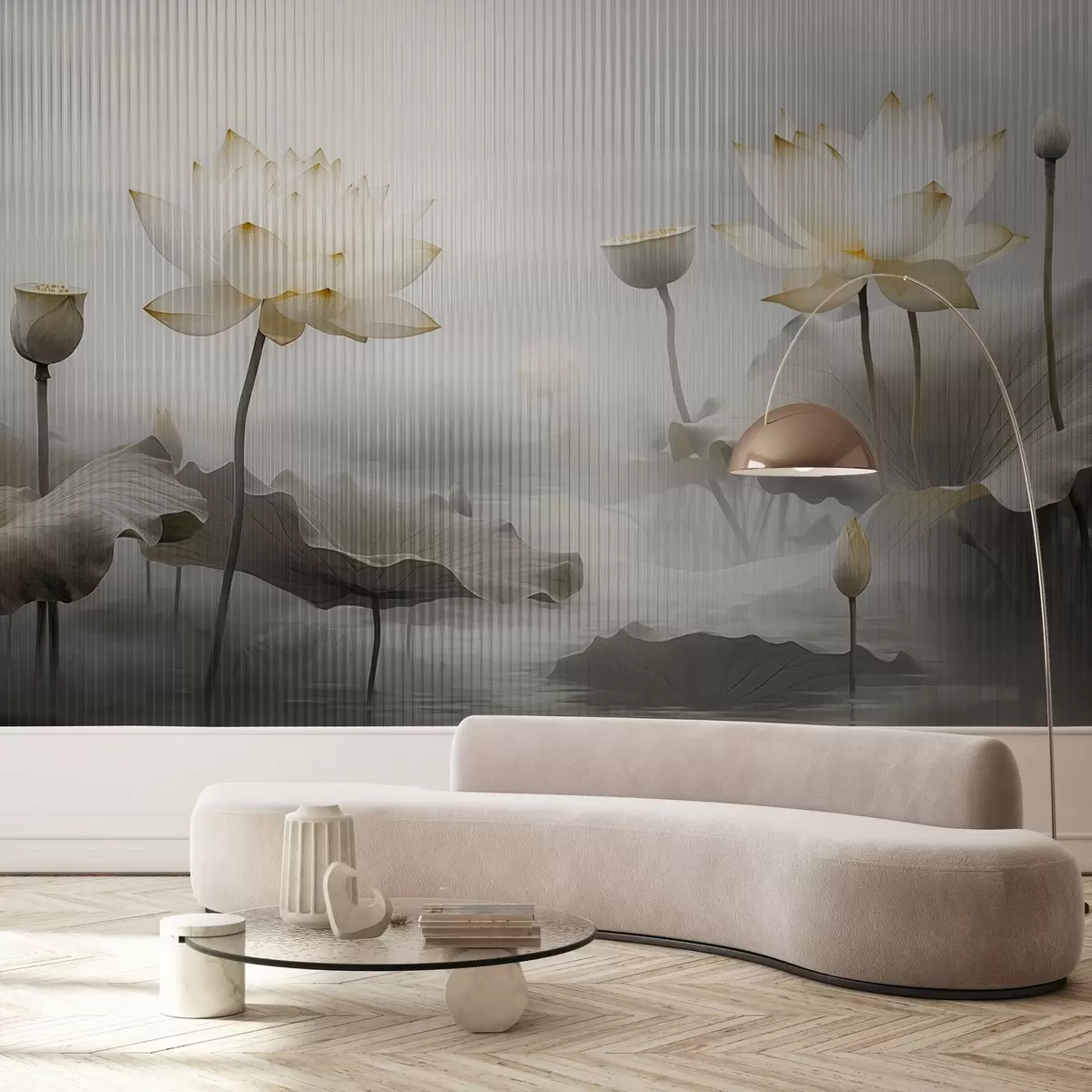 murais de parede Vista de lótus atrás de um vidro w03200v2