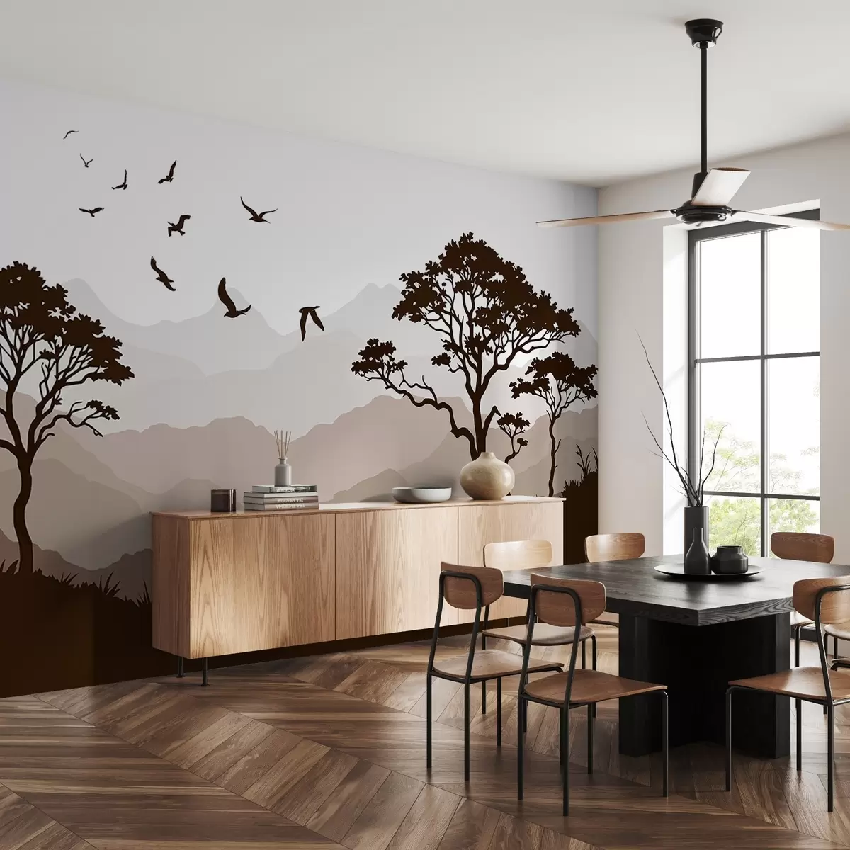 murais de parede Paisagem de silhueta w03210v1