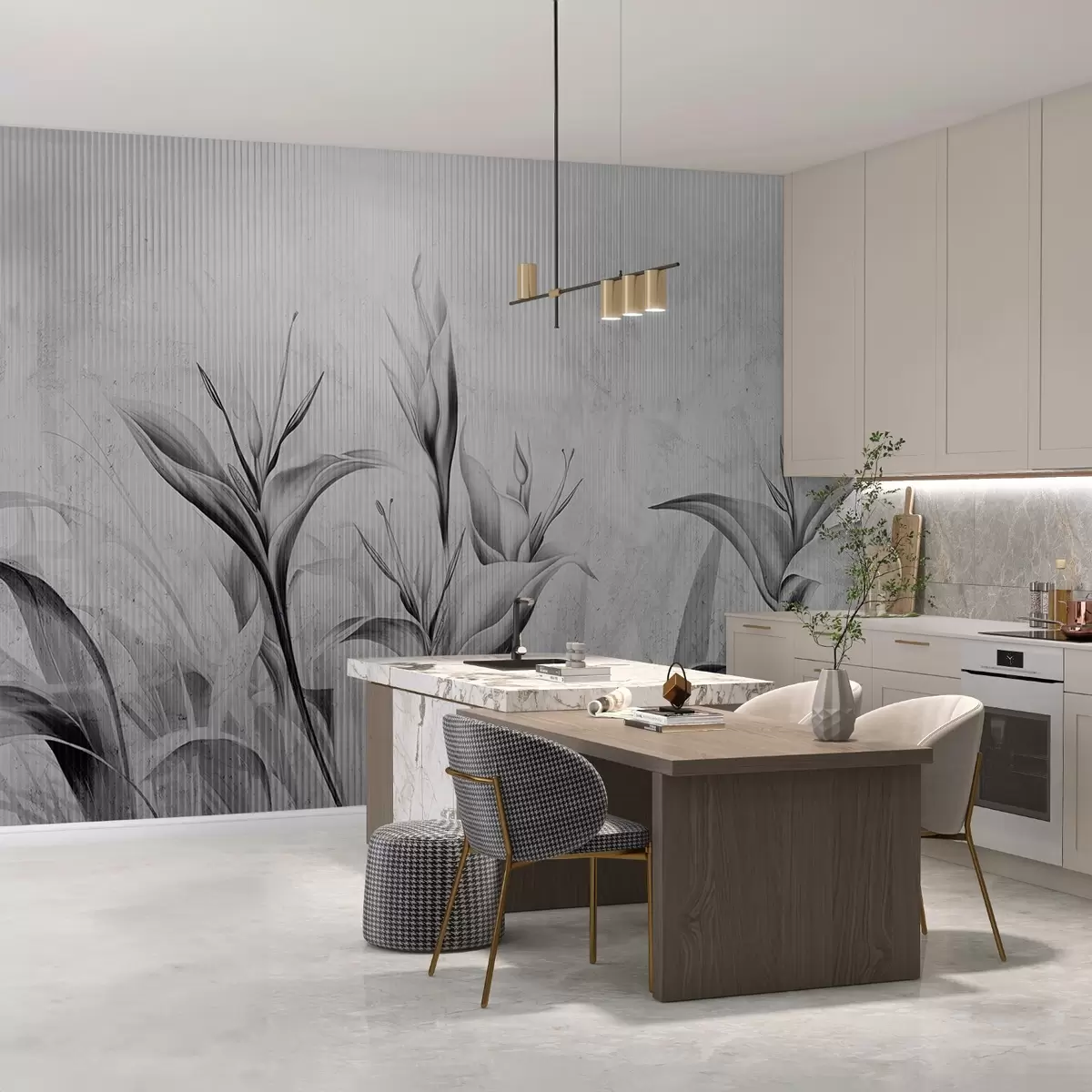 murais de parede Folhas em estilo art nouveau w03212