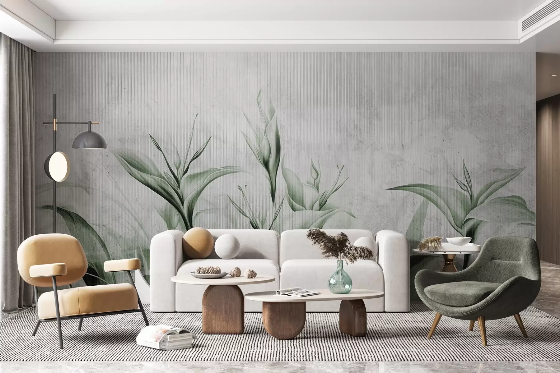 murais de parede Folhas em estilo art nouveau w03212v3