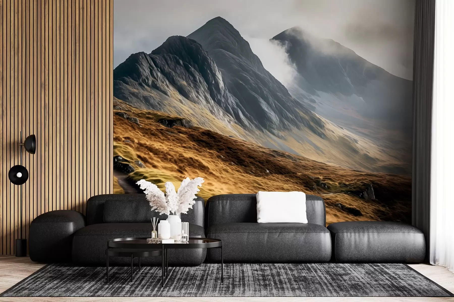 murais de parede Encosta rochosa do Monte Snowdon em um estilo de pintura a óleo w08808