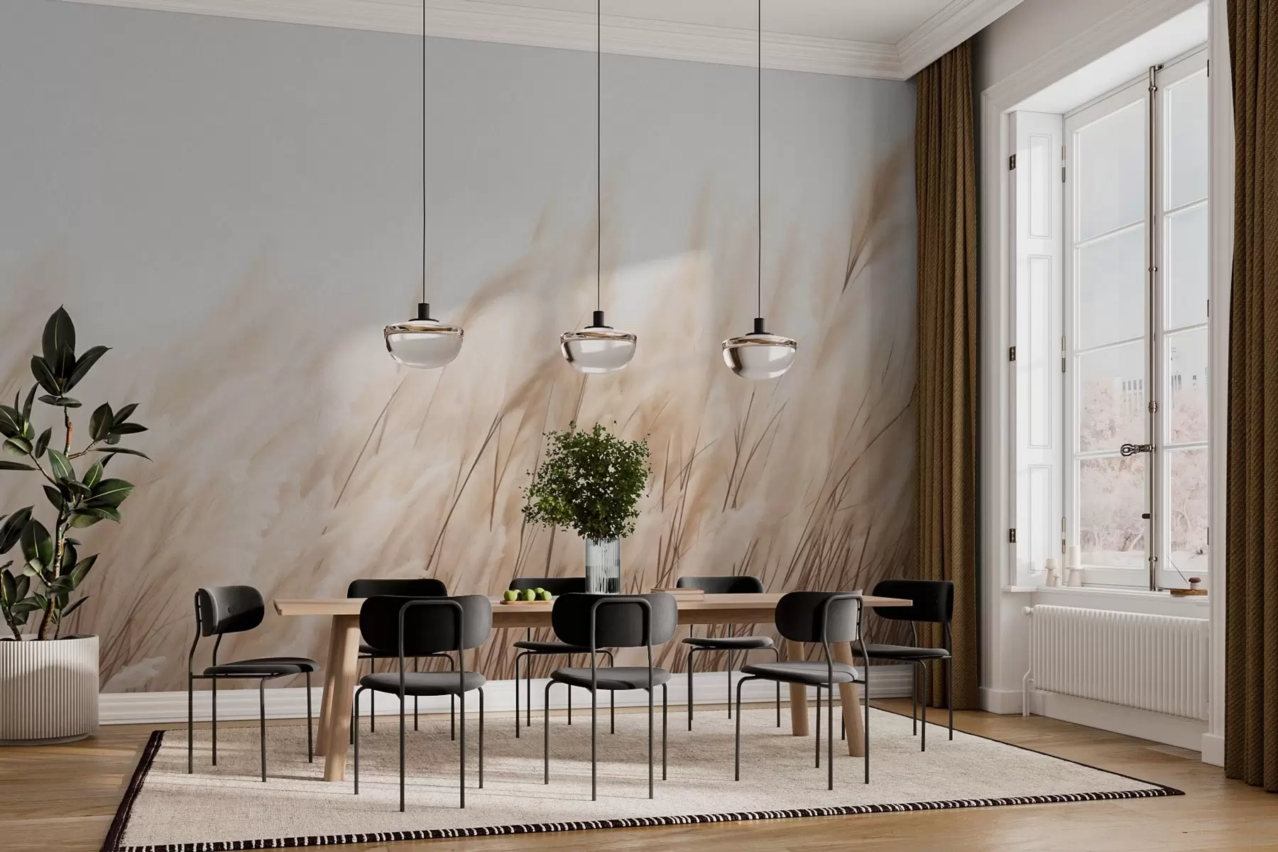 murais de parede Espiguetas em tons de bege pastel w03244