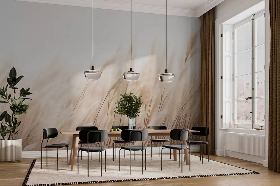 murais de parede Espiguetas em tons de bege pastel w03244