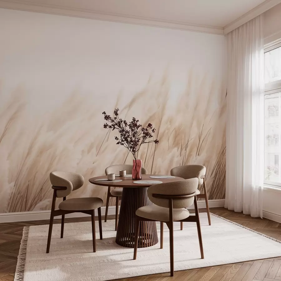murais de parede Espiguetas em tons de bege pastel w03244