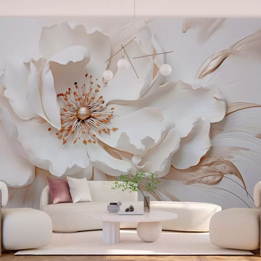 murais de parede Flor delicada em cores pastéis em estilo baixo-relevo w03249v1