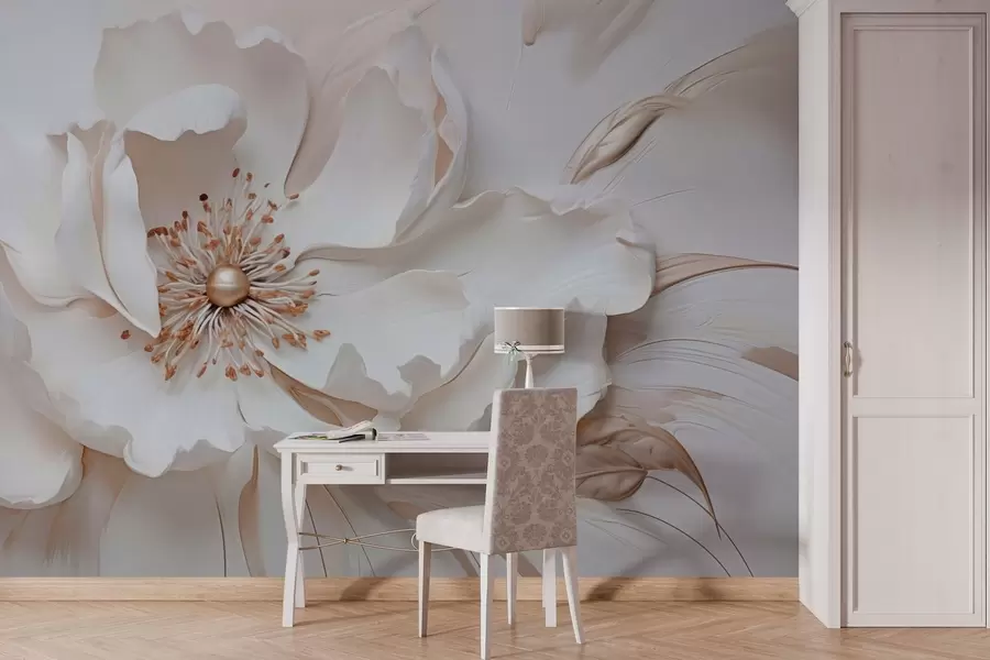 murais de parede Flor delicada em cores pastéis em estilo baixo-relevo w03249v1