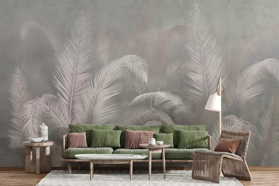murais de parede Folhas de palmeira tropical em estilo grunge w03250v1