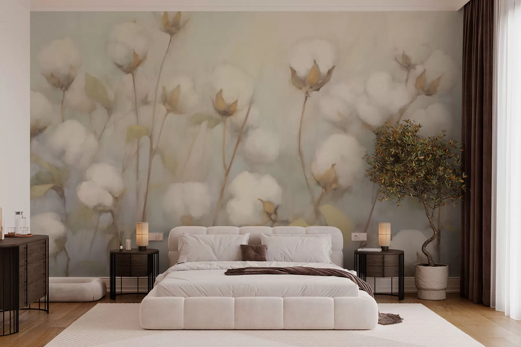 murais de parede Flores de algodão w03220