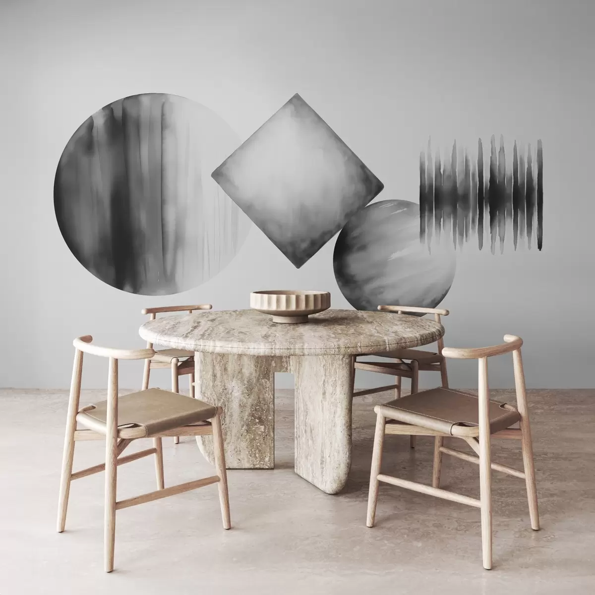 murais de parede Formas geométricas imitação abstrata de aquarela w03183