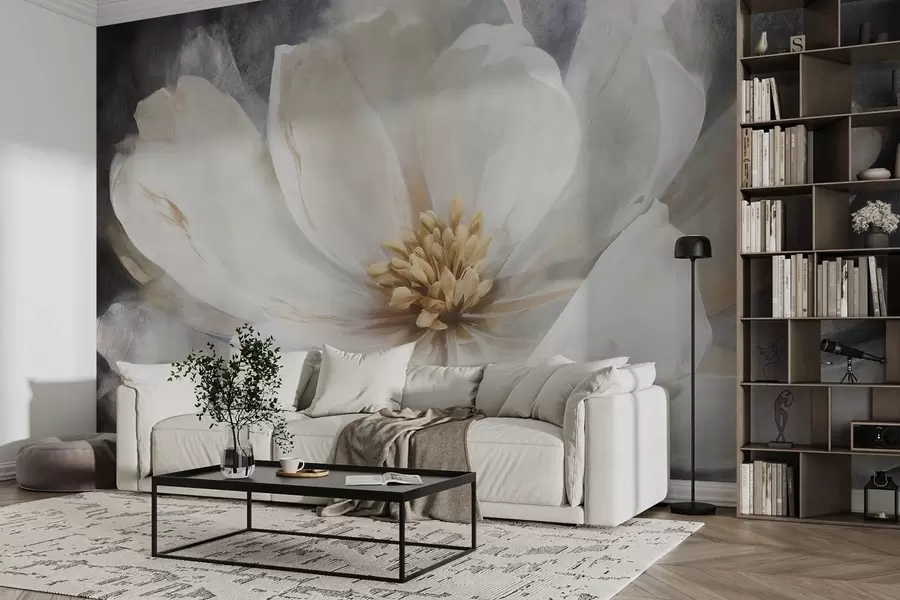 murais de parede Grande flor abstrata branca w08864v1
