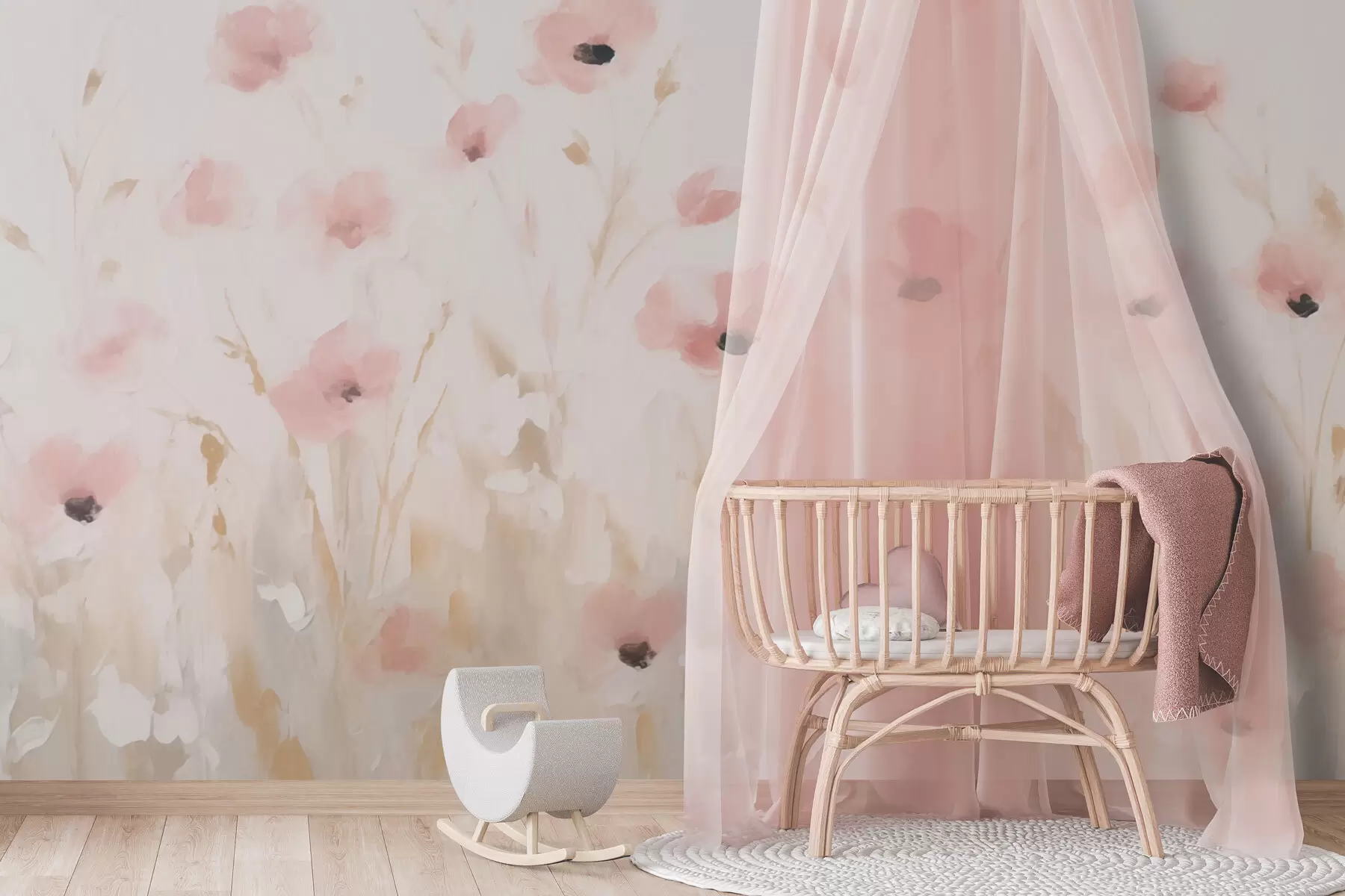 murais de parede Flores pequenas cor-de-rosa w03307