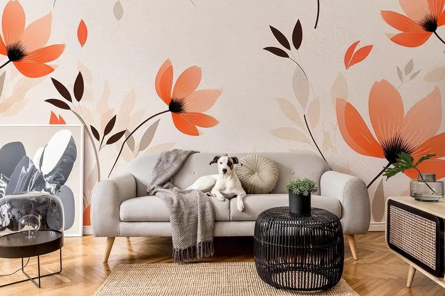 murais de parede Um padrão floral minimalista w08850