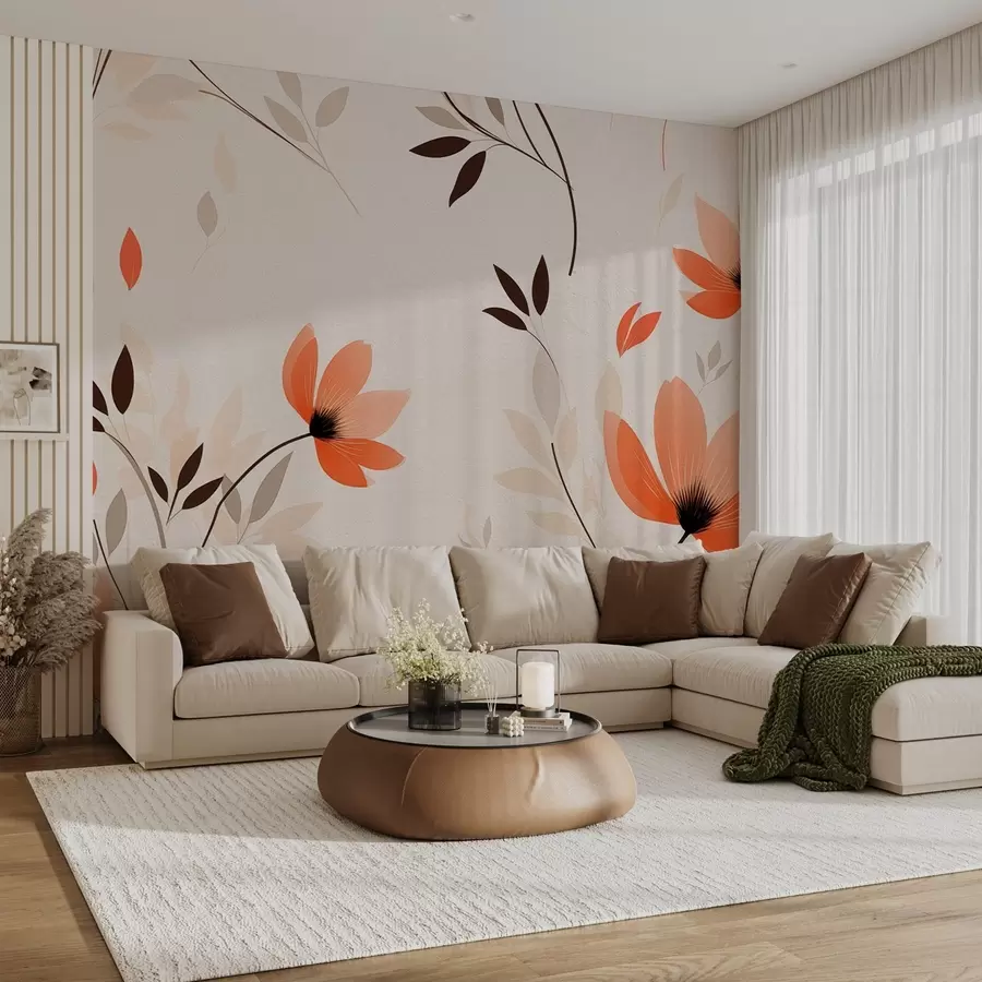 murais de parede Um padrão floral minimalista w08850