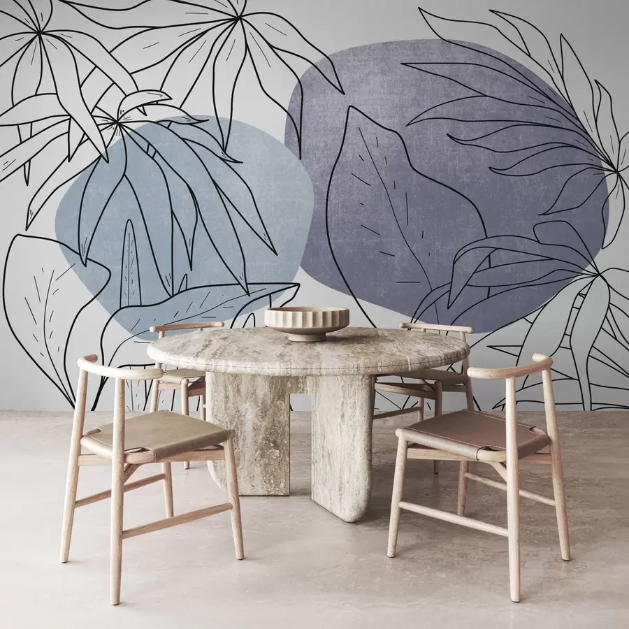 murais de parede Plantas em linhas contra um fundo de manchas w03278v1