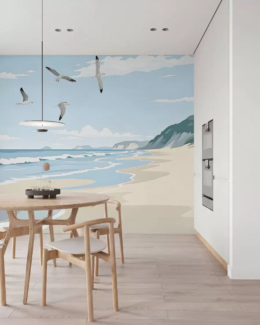 murais de parede Paisagem marinha pintada com tinta a óleo w03338