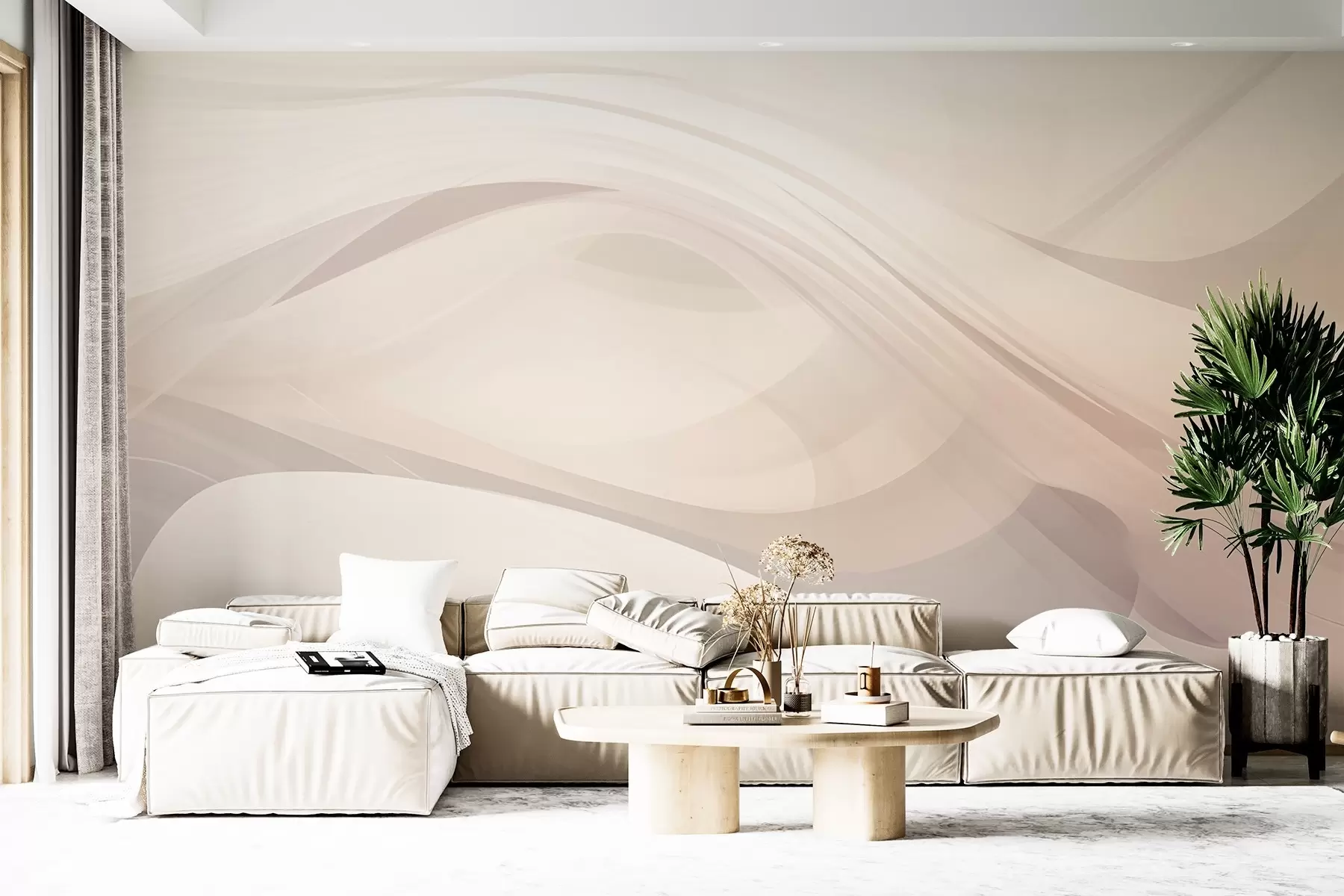 murais de parede Ondas abstratas em tons claros w03236