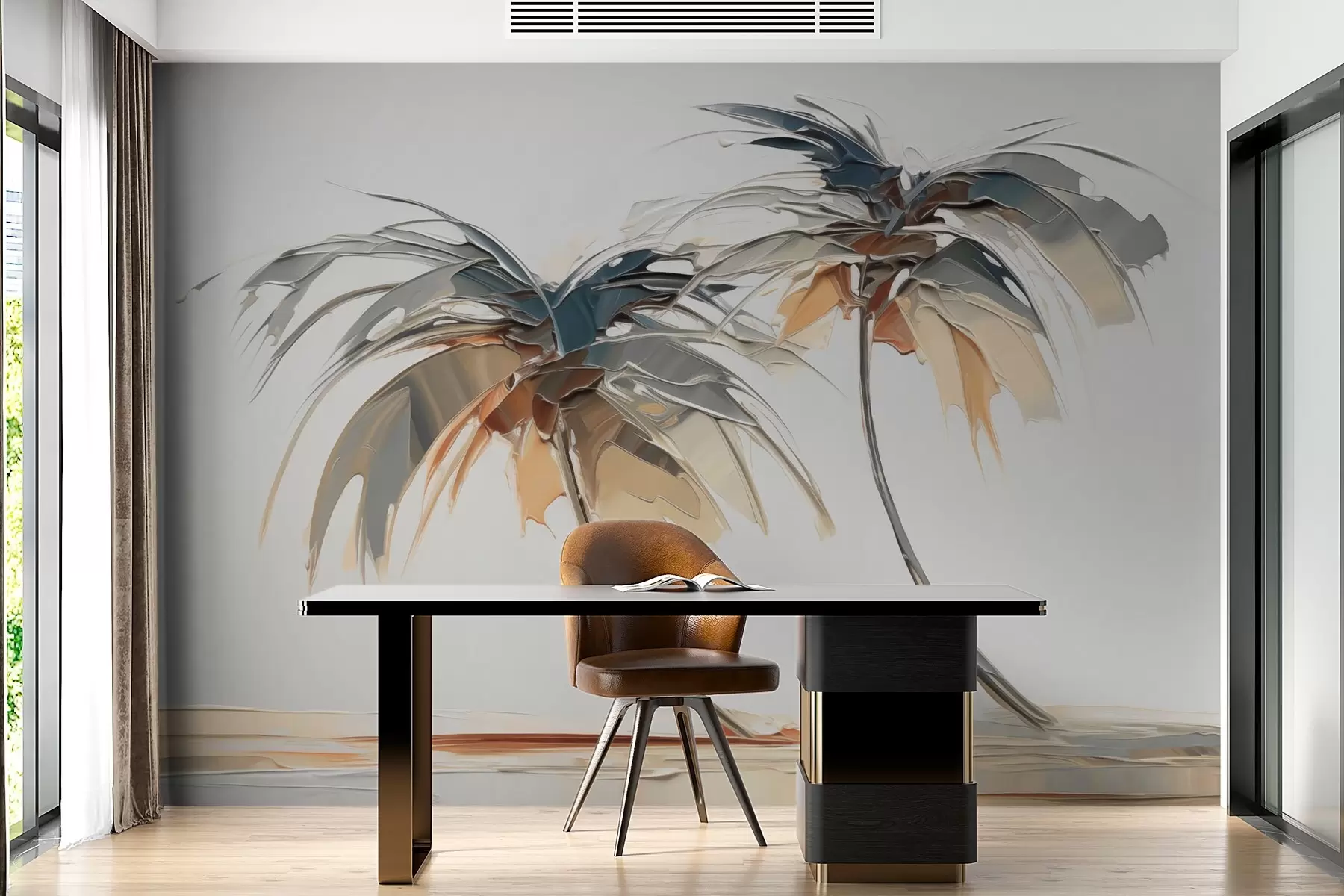 murais de parede Pinceladas de imitação de palmeiras w03357