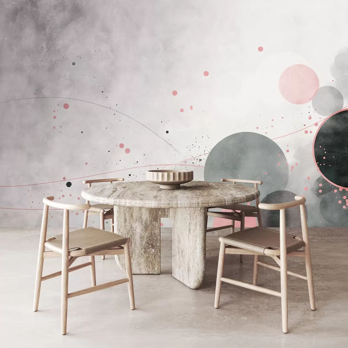 murais de parede Círculos e linhas em um fundo envelhecido w08904