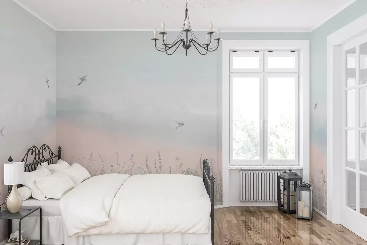 murais de parede Flores silvestres e céu nublado w03391