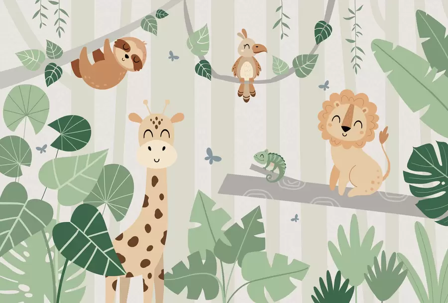 murais de parede Paisagem com animais tropicais w03376v1