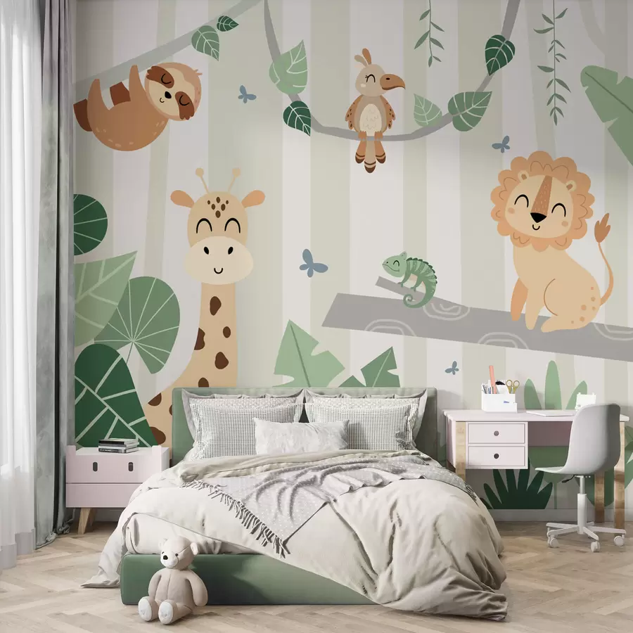 murais de parede Paisagem com animais tropicais w03376v1