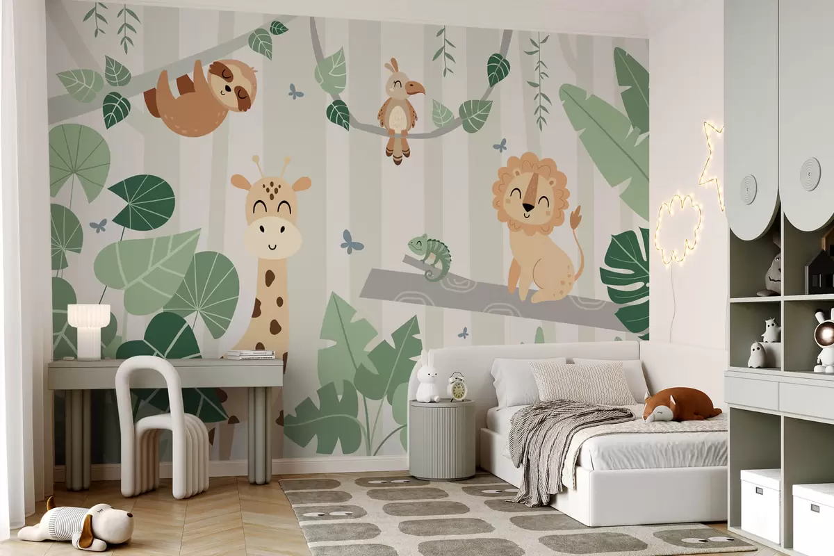 murais de parede Paisagem com animais tropicais w03376v1
