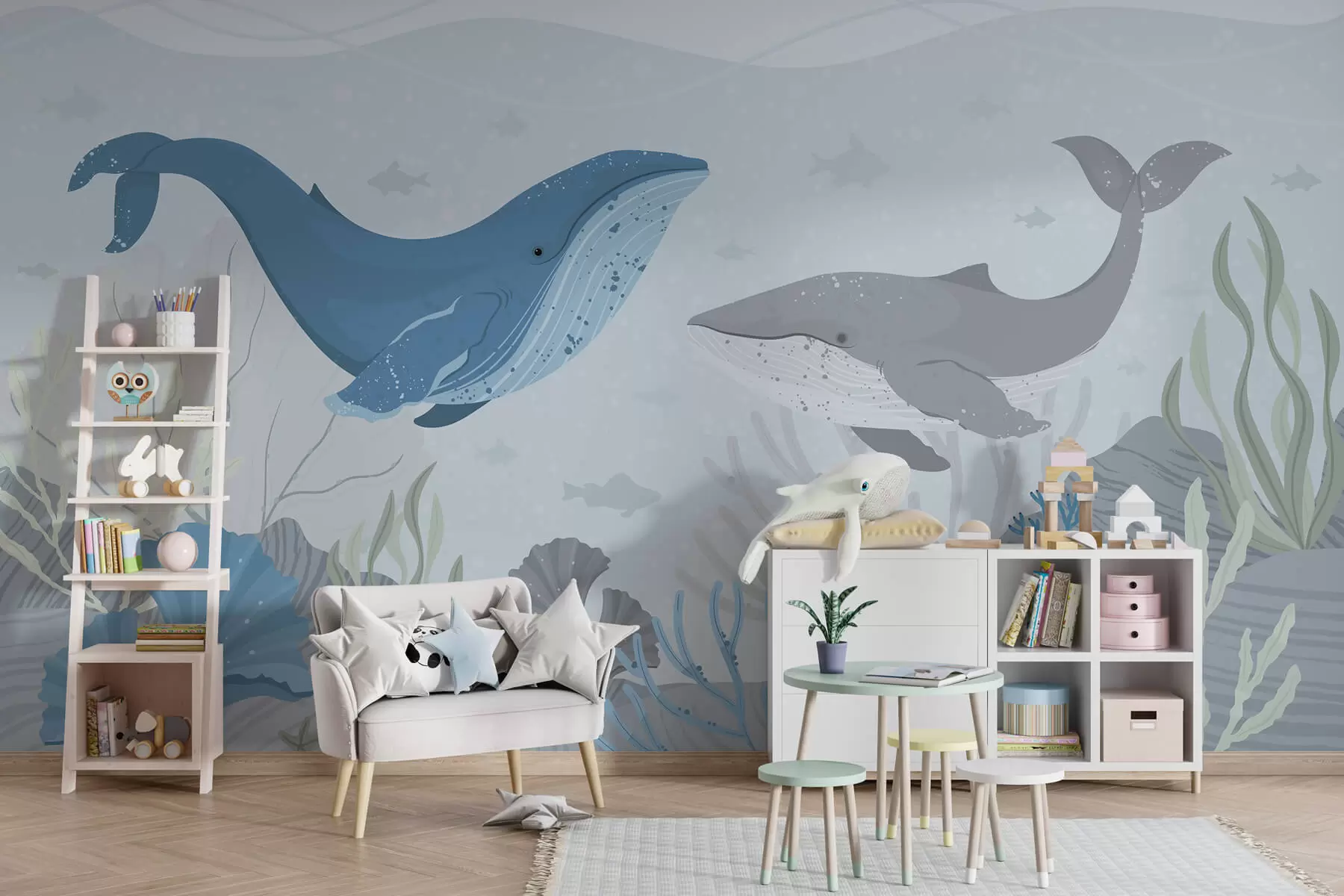 murais de parede Baleias no oceano  w03378v1