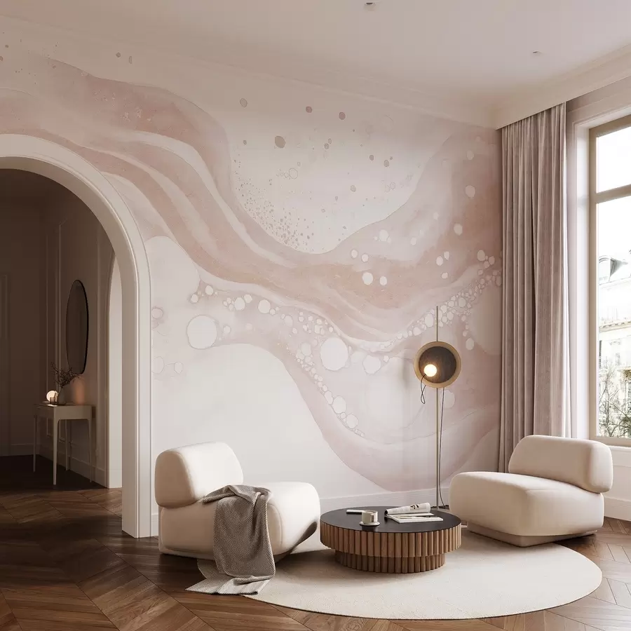 murais de parede Desenho de abstração em estilo aquarela, arte fluida, cor bege w03403