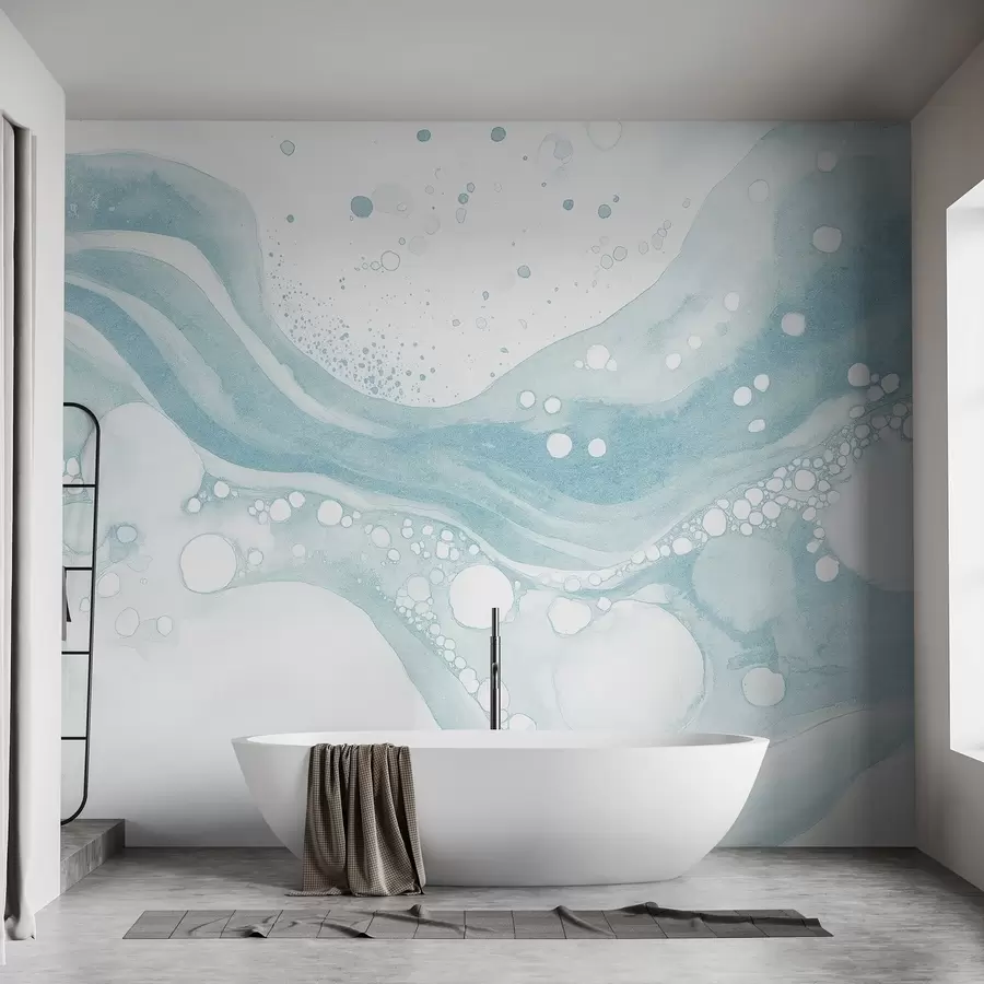 murais de parede Desenho de abstração em estilo aquarela, arte fluida, cor azul w03403v1