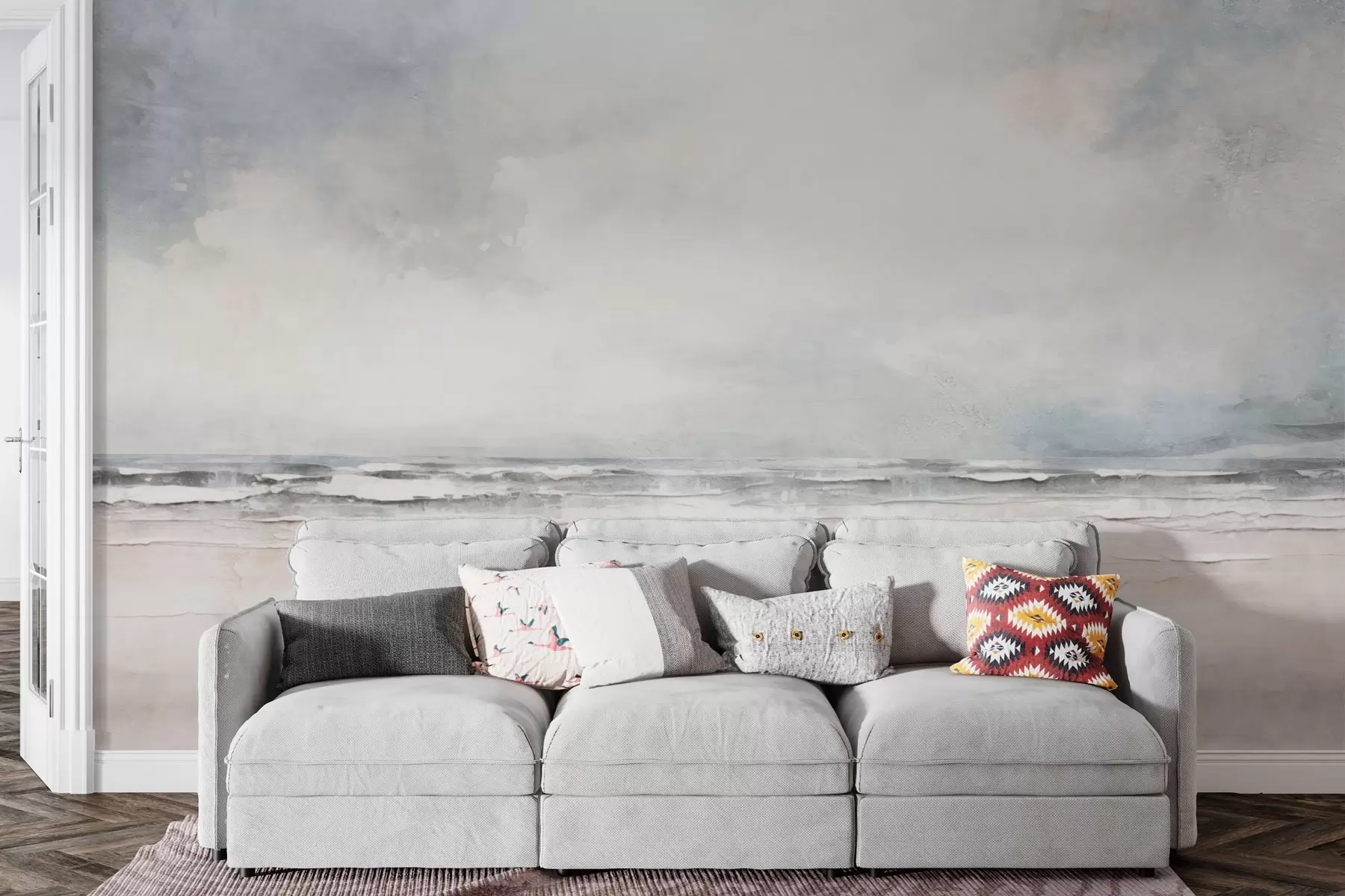 murais de parede Horizonte abstrato do encontro do céu e do mar w03441