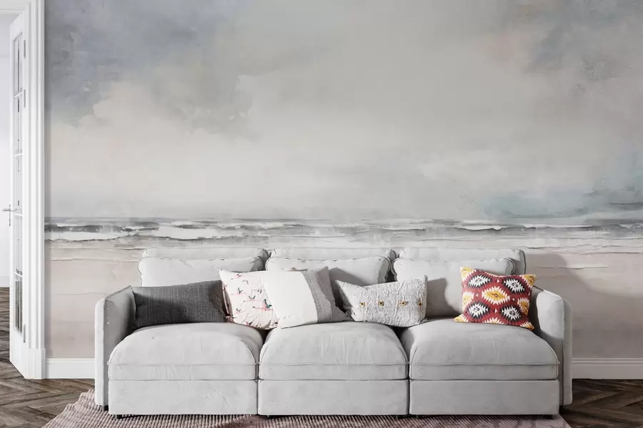 murais de parede Horizonte abstrato do encontro do céu e do mar w03441