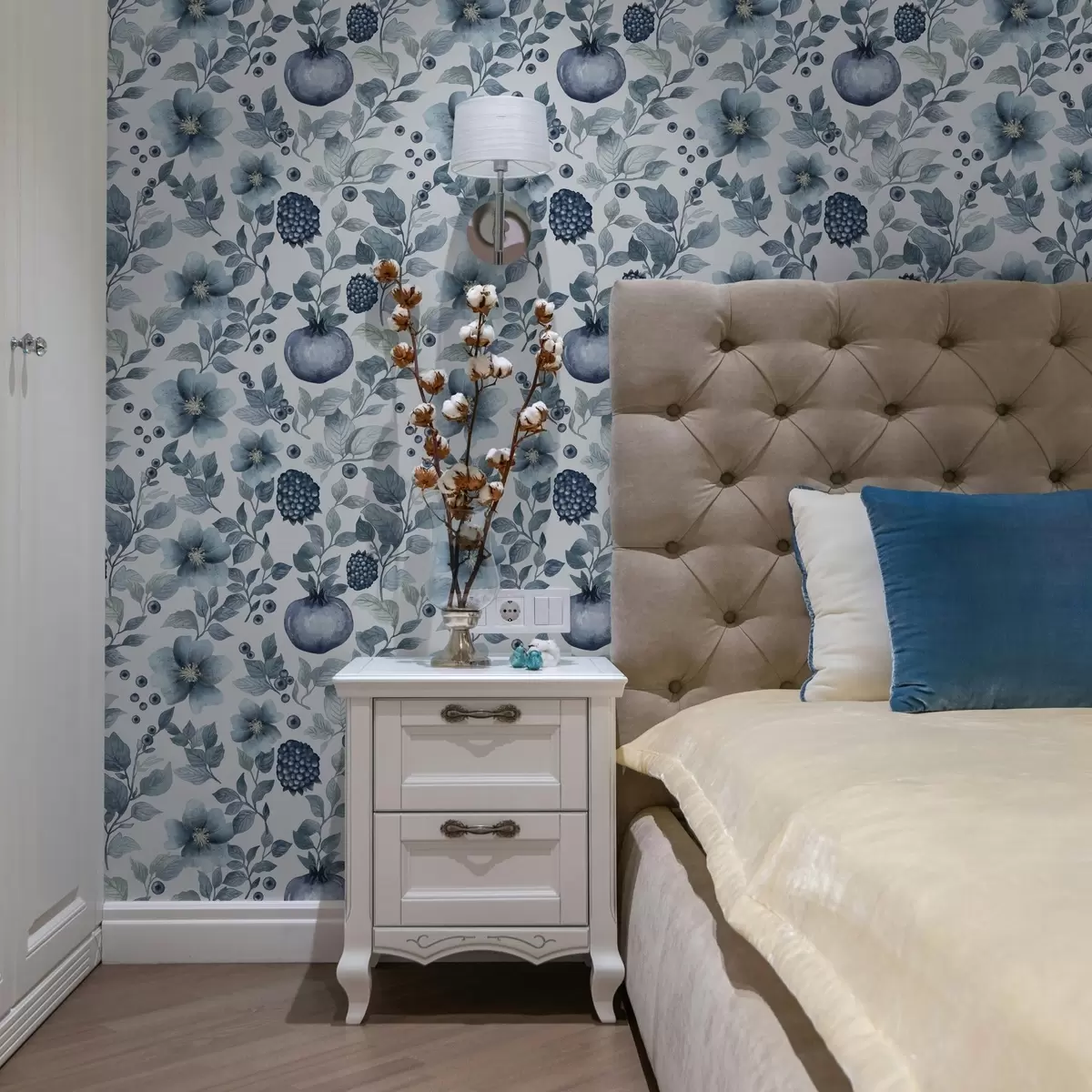 Papel de parede Flores azuis e romãs a00002v1