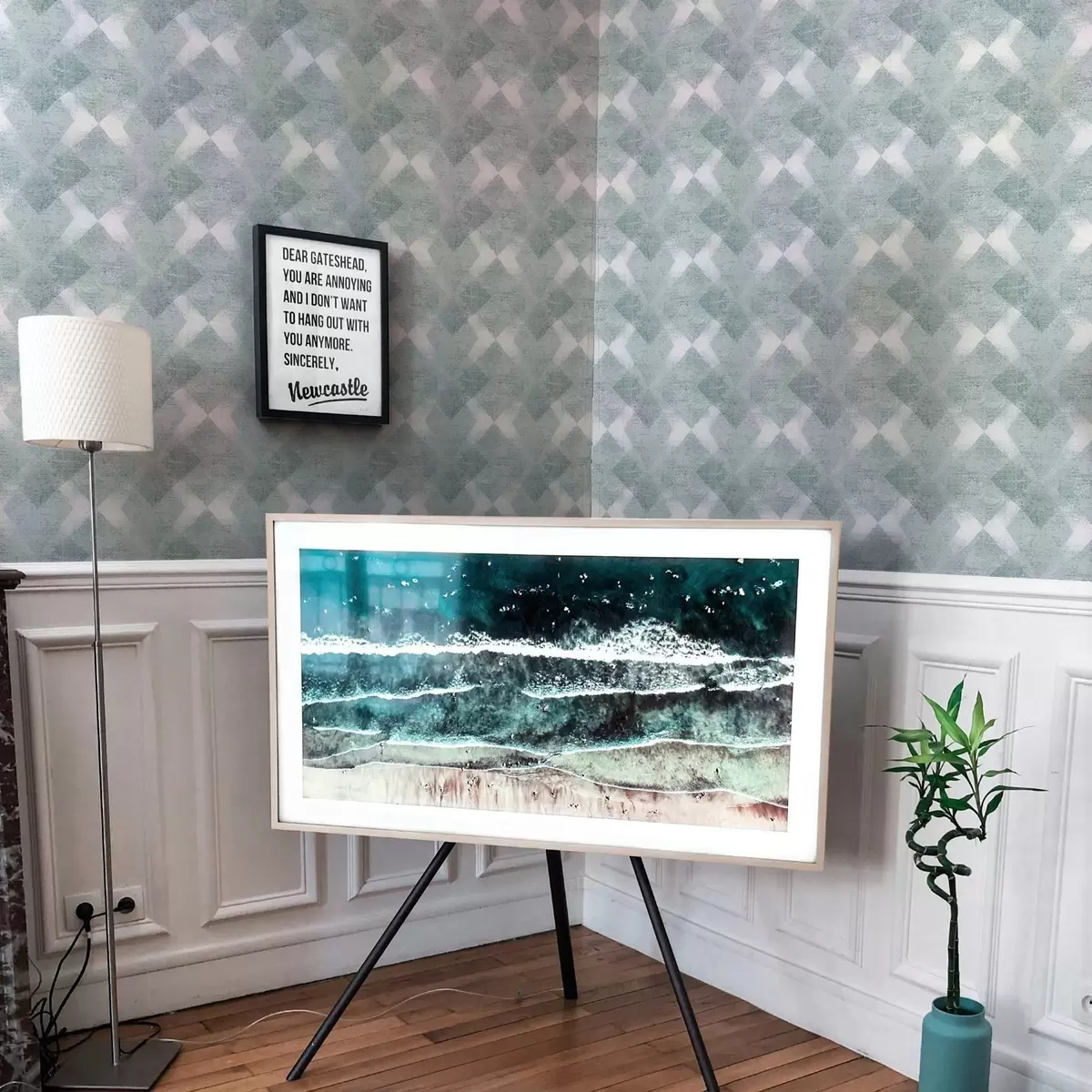 Papel de parede Losangos em cores azuis a00007