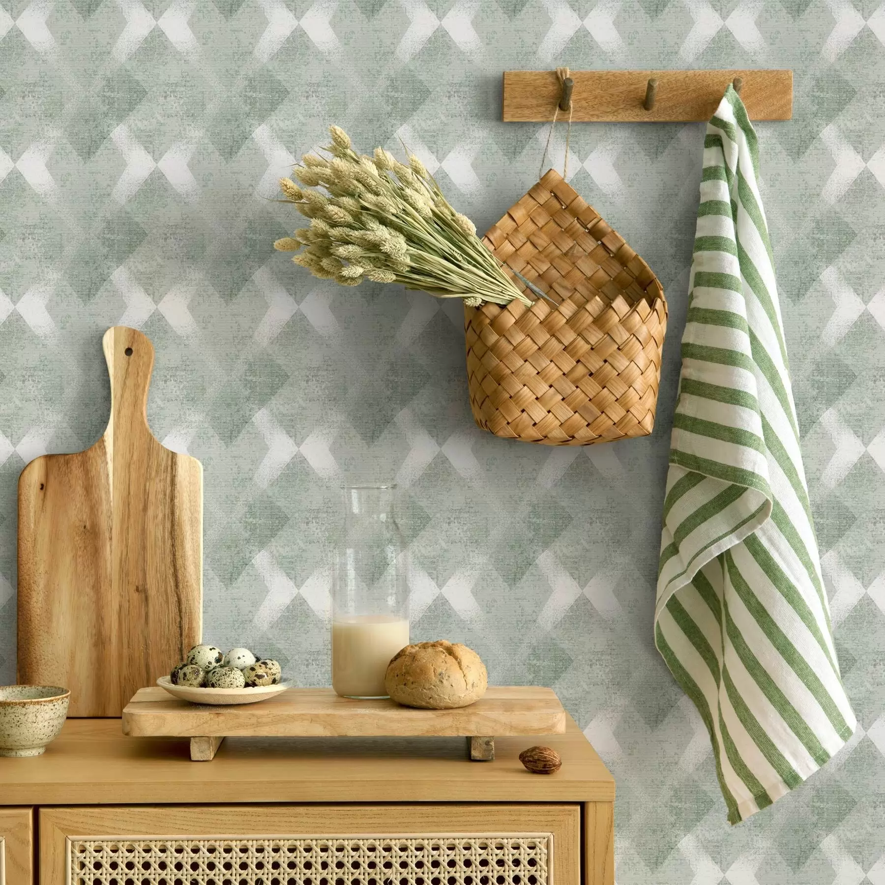 murais de parede Losangos em cores verdes a00007v2