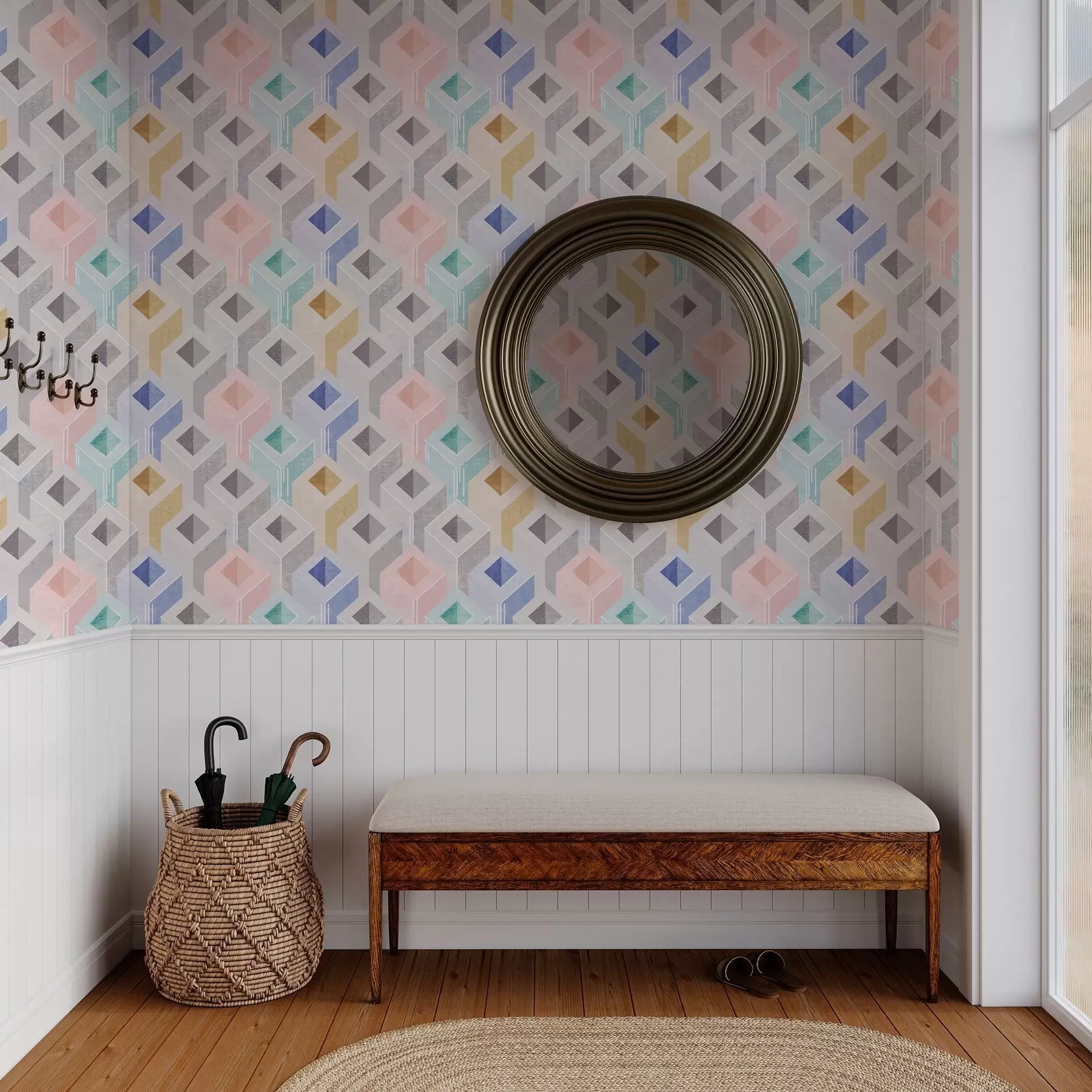 murais de parede Paralelepípedos multicoloridos a00008